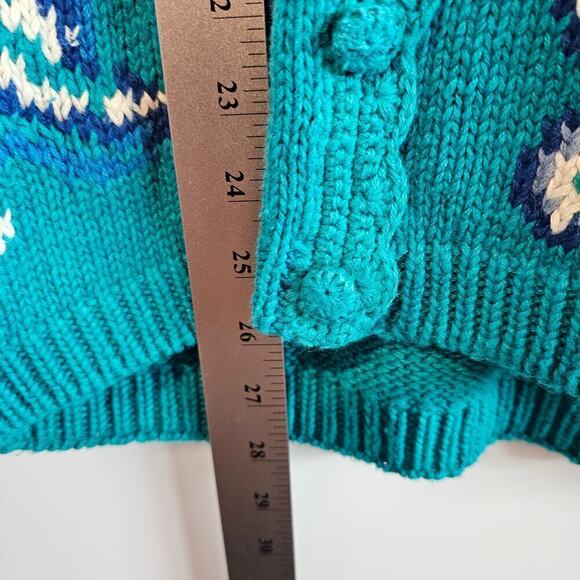 Vintage Diversity Cardigan Womens Large Petite Blue Floral Embroidered 90s Knit - Picture 8 of 10